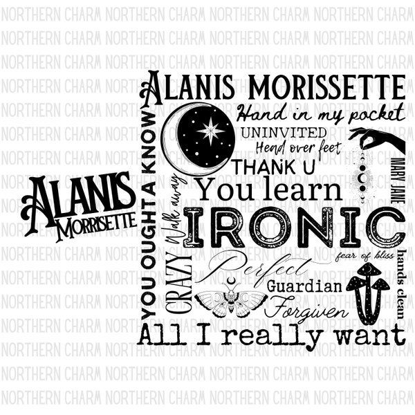 Alanis Morissette / Téléchargement numérique / Fichier PNG / Sublimation / Tshirt design / Chemise The Triple Moon Tour 2024 / Fan d'Alanis Morissette