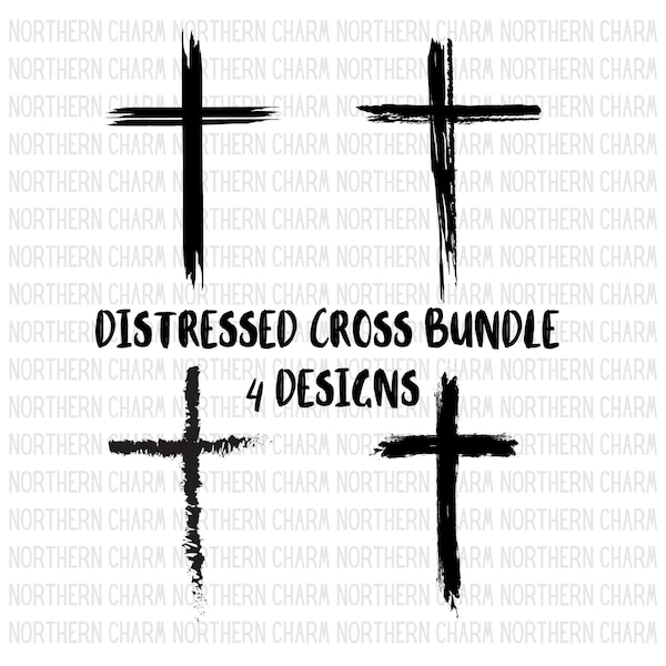 Distressed Cross Bundle Cut File / SVG / PNG / Cricut / Silhouette / Cross Bundle / Old Rugged Cross