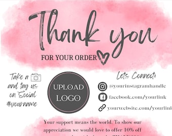 Business Thank You Card Template Digital Download