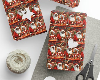 Black Santa Christmas, Holiday Giftwrap Paper, Fine Gift Wrap, African American Wrapping Paper, Gift Wrapping, Colorful, Unique Gift Wrap