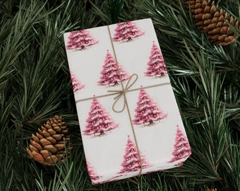 Gorgeous Pink Christmas Tree Holiday Gift Wrapping Paper, Pink Tree Paper Gift Wrap, Cute Pink Gift, Pretty Xmas Gift, Rapping Paper Roll