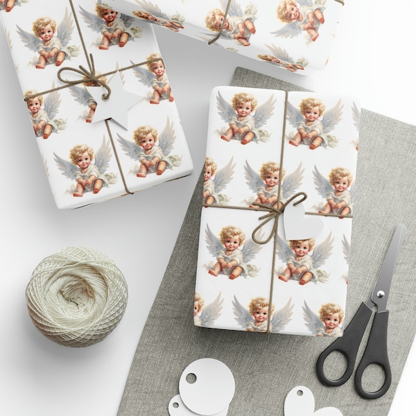 Adorable Baby Angel/Cherub Christmas, Holiday Giftwrap Paper, Cute Gift Wrap, Holiday Wrapping Paper, X-mas Gift Wrap, Boys Gift, Girls Gift