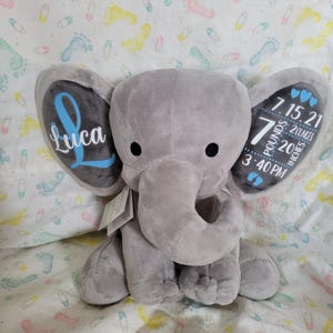 Birth Stats Elephant Plush: Personalized Baby Keepsake