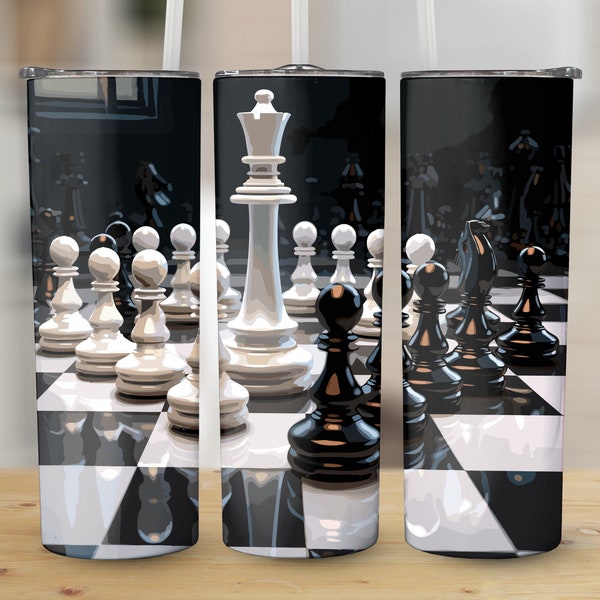 20oz Chess Seamless Sublimation Tumbler, chess gift tumbler, Seamless 20oz Sublimation Tumbler, Sublimation Design PNG