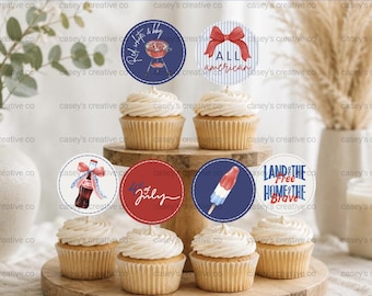 4. Juli Cupcake Toppers, Party Dekor, Unabhängigkeitstag Party Dekor (Digitaler Download)
