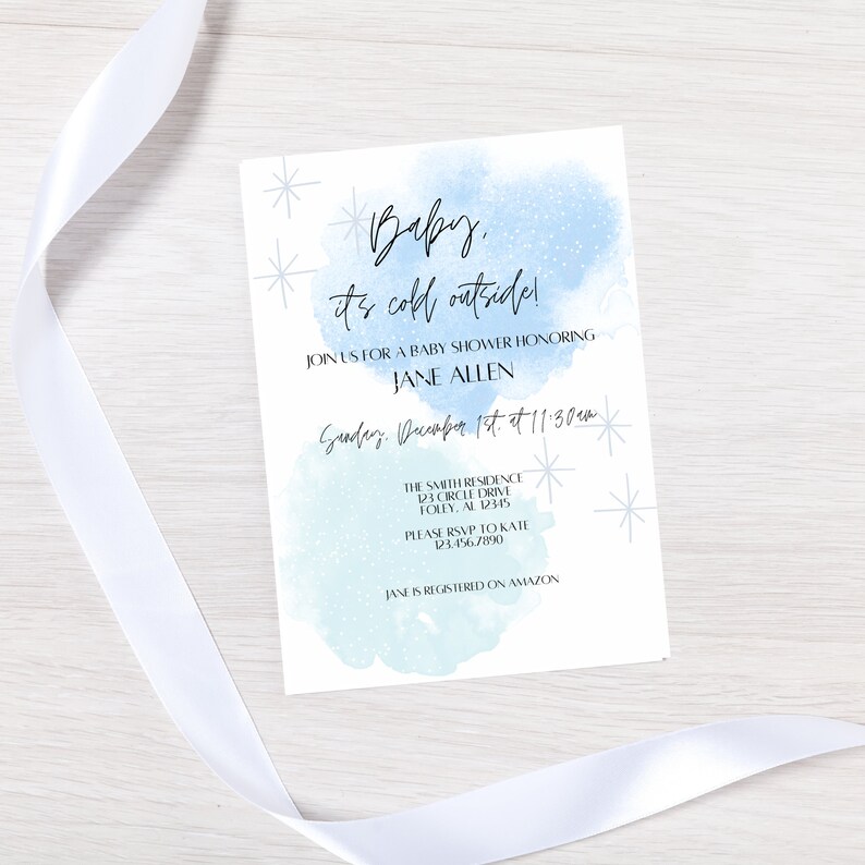 Editable Baby It's Cold Outside Themed Baby Shower Digital Invitation