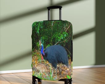 Cassowary & Chick Luggage Cover: Exotic Australian Wildlife Protector