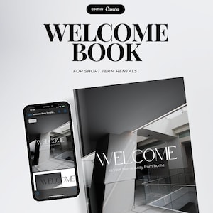 Moderne Airbnb-welkomstboeksjabloon | Esthetische huisgids CANVA | Airbnb-gids | VRBO-gastenboek | Aanpasbare verhuurgids