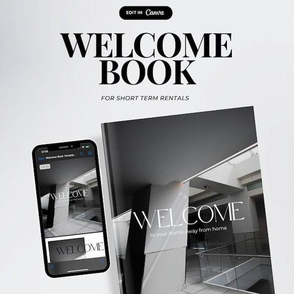 Modern Airbnb Welcome Book Template | Aesthetic House Guide CANVA | Airbnb Guidebook | VRBO Guestbook | Customizable Rental Guidebook