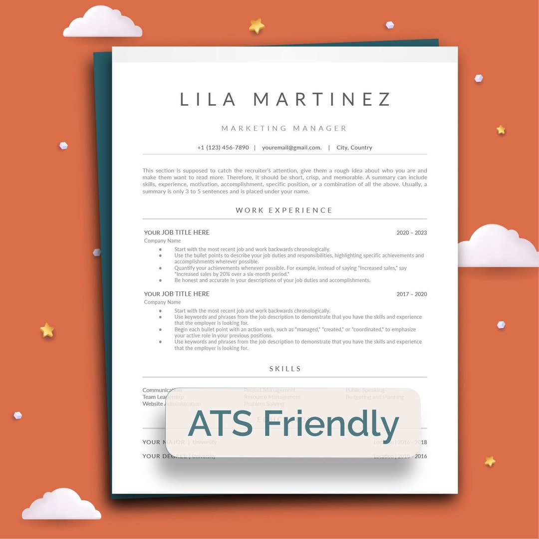 ATS Fully Friendly Professional Resume Template Minimalist CV Template ...