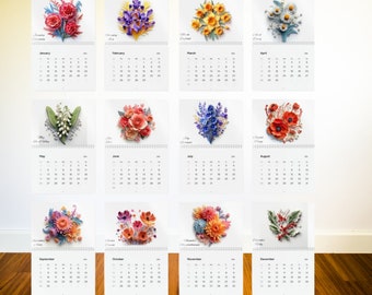 2024 BIRTH FLOWER Standard Wall Calendar, Personalized Wall Calendar Perfect for Office Gift Work Present Employee Gift Teacher's Gift GIFT