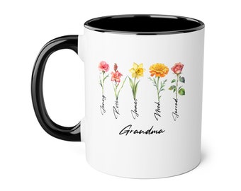 Grandma Mug, Personalized Grandma Flower Mug, Grandmas Garden Mug, Grandmother Gift, Grandma With Grandkids Names, Unique Mother's Day Gift