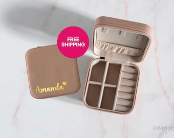 Custom Jewelry Box with Name — Travel Organizer, Bridesmaid Gift, Friends & Family