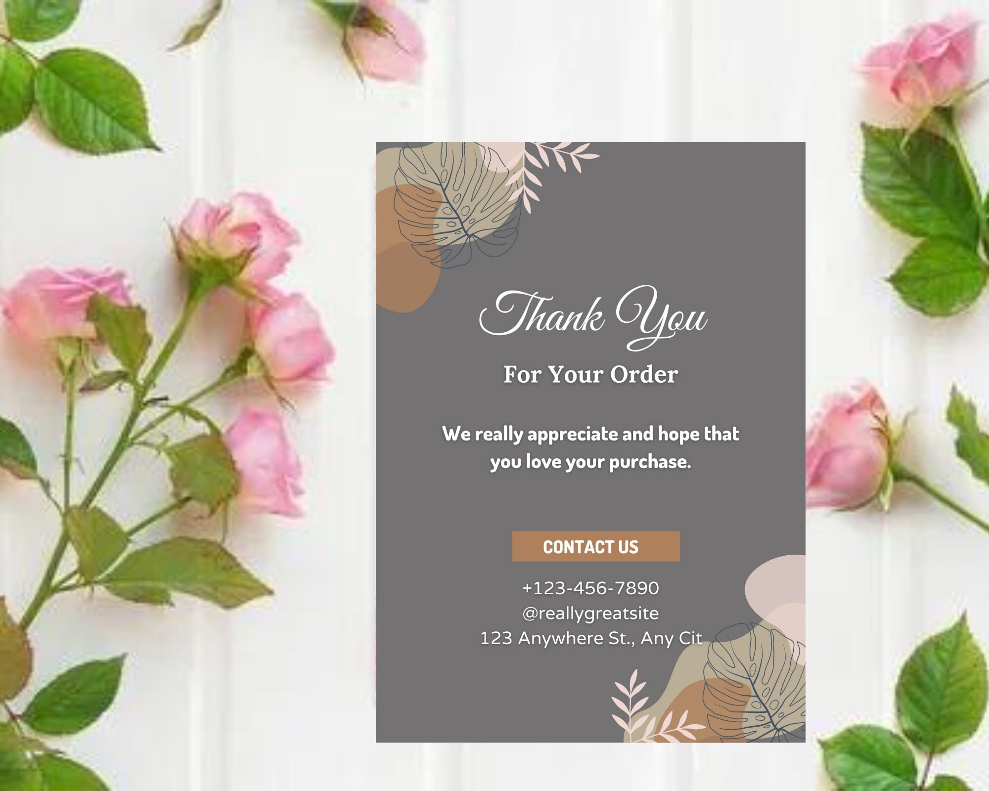 Printable Thank You Cards, Thank You Editable Card Packaging Insert ...