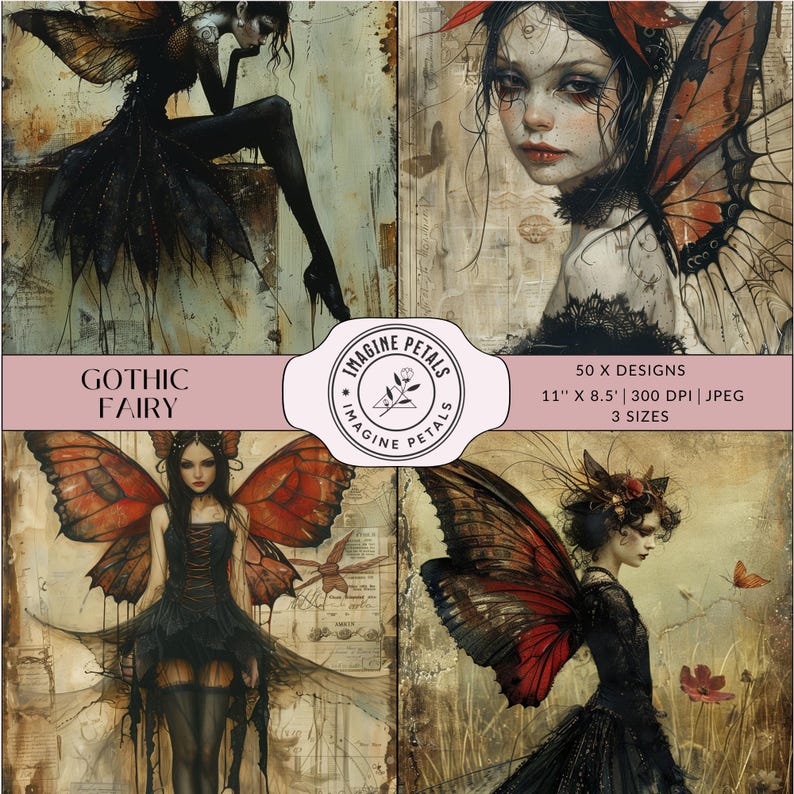 Gothic Fairy Junk Journal , 50 Whimsical Dark Fantasy Faries JPEG Pages ...