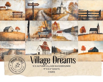 田舎の風景 デジタルアート 素朴で田舎風 2：田舎の風景画用紙、ニュートラルな絵画アート