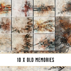 10 x alte Erinnerungen künstlerisches Grunge Film Streifen PNG druckbare Papiere, Cu, digitaler Download, Junk Journal, digitale Kunst digitales Scrapbooking