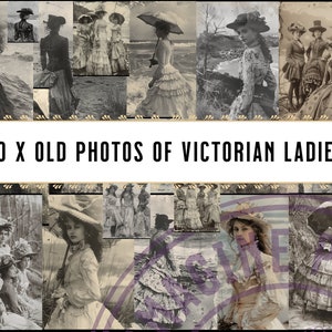 50 x Old Tattered Photos Vintage Victorian Women Photos Woman Portrait Photographs Chronicles, Junk Journal Scrapbook Digital DOWNLOAD PNG