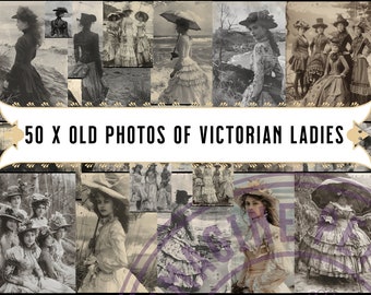 50 x alte zerfetzte Fotos Vintage viktorianische Frauen Fotos Frau Porträt Fotos Chroniken, Junk Journal Sammelalbum Digitaler DOWNLOAD PNG
