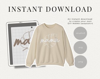 Mama Hawaii DIY Sweatshirt Silhouette cameo, SVG, PNG, .studio Instant Download Files for Cricut, Silhouette