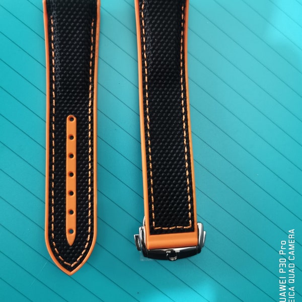 Omega Nylon Rubber orange black  Watch Strap for Omega Seamaster Planet Ocean (New) speedy delivery. 19MM