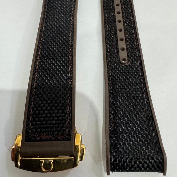 Bracelet de montre Omega Nylon caoutchouc noir et marron pour Omega Seamaster Planet Ocean (nouveau) livraison rapide/22MM