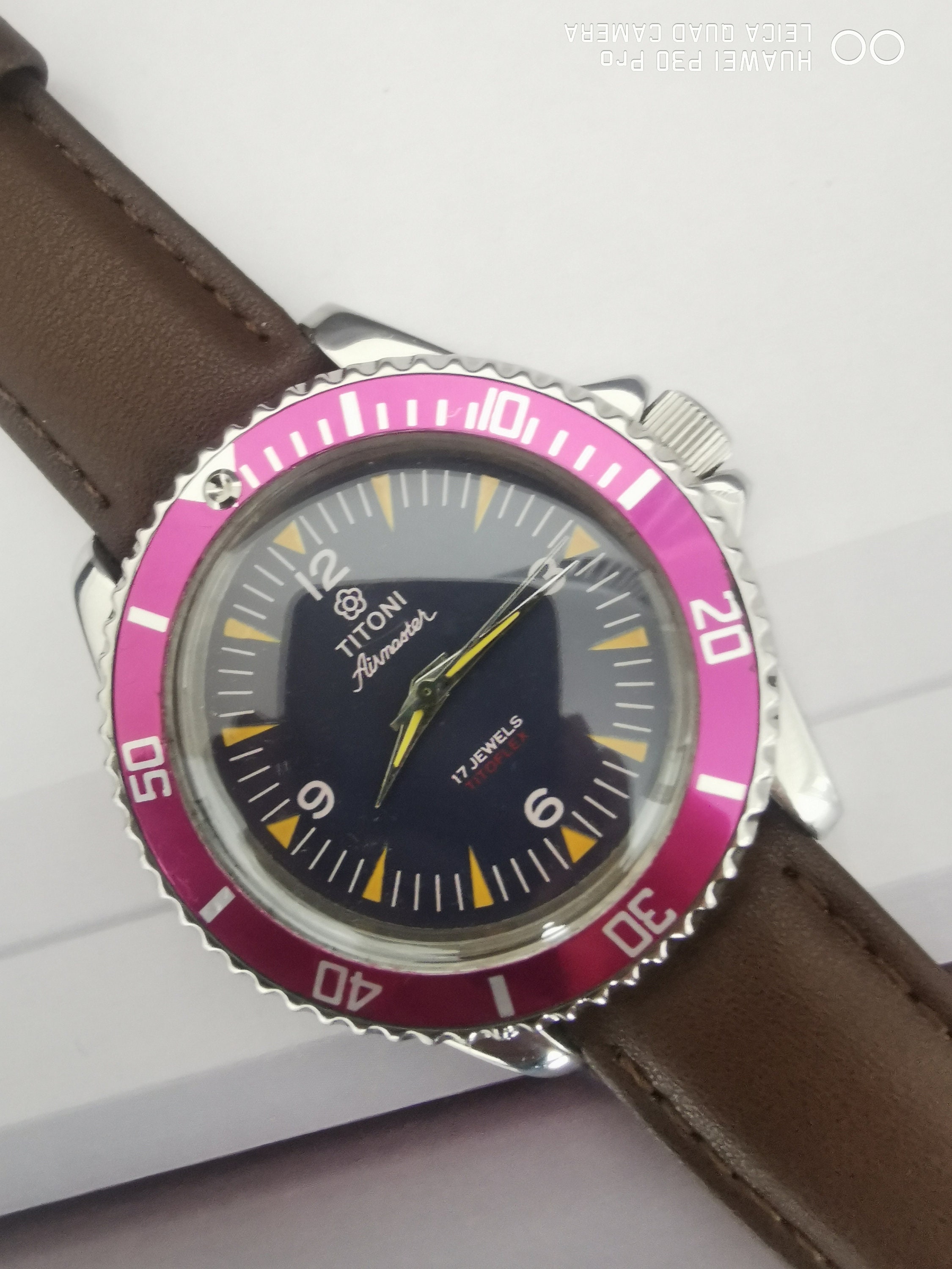 TITONI AIR MASTER Wrist Watch 17 Jewels Blue Dial Manual Wind Etsy