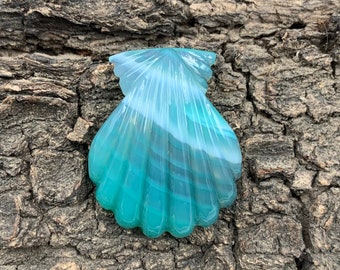 Laguna Agate Sea Shell Carving: Gemstone Jewelry Making (26x21x6mm)