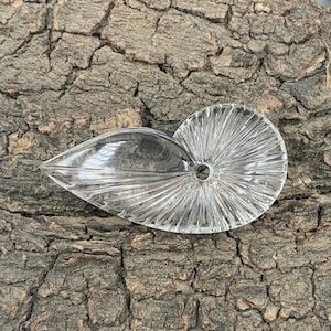 Clear Rock Crystal Quartz Sea Shell Carving: Jewelry Making (26x51x9mm)