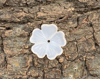 Handmade Carved Moonstone Flower Gemstone: Jewelry Making (20x6mm)
