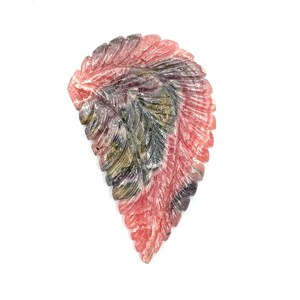 Hand Carved Laguna Agate Leaf: Gemstone Jewelry Making (54x31x4mm)