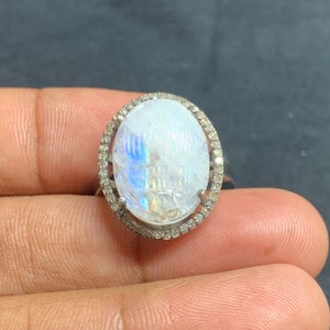 Sterling Silver Rainbow Moonstone Scarab Ring: Handmade Gemstone Jewelry