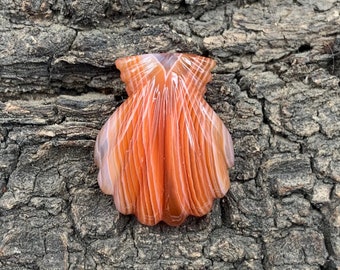 Laguna Agate Sea Shell Carving: Gemstone Jewelry Making (26x19x6mm