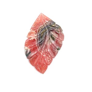 Hand Carved Laguna Agate Leaf: Gemstone Jewelry Making (46x30x4mm)