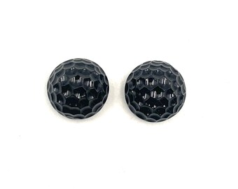 Gesneden bloemkralen zwarte onyx: paar ronde edelstenen (15 x 10 mm)