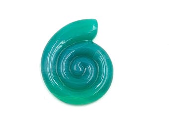 Laguna Agate Sea Shell Carving: Gemstone Jewelry Making (32x25x4mm)