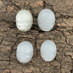 Handmade Moonstone Scarab Beetle Carving: Jewelry Making Gemstone