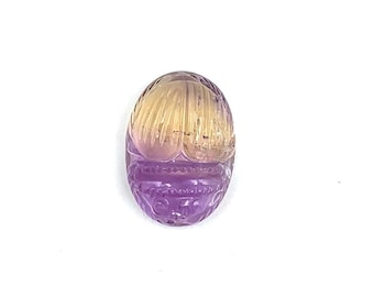 Handmade Ametrine Scarab Carving: Oval Beetle Gemstone (19x13x7mm)