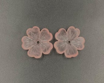 Handgemachtes Rosenquarz Blumen Edelstein Paar: Geschnitzte Schmuckherstellung (20 x 5 mm)