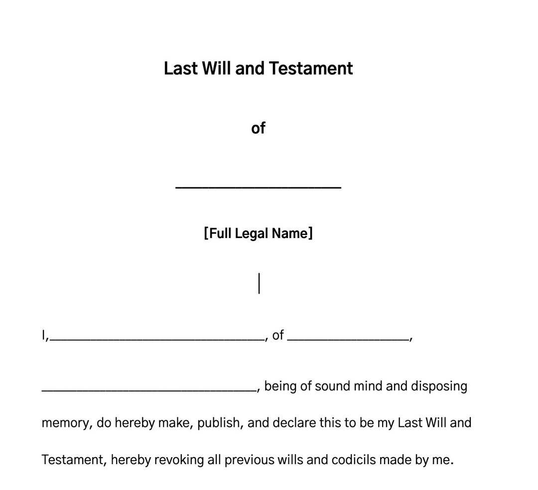 Last Will and Testament Template, Last Will and Testament, Last Will and Testament Form, Last ...