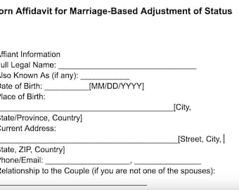 Adjustment of Status, AOS, Affidavits, Notary, marriage affidavit, affidavit template, immigration affidavit letter template, affidavit form
