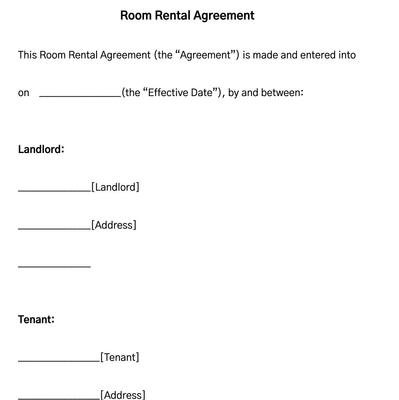 Room Rental Agreement, Roommate Agreement,printable Rental Agreement