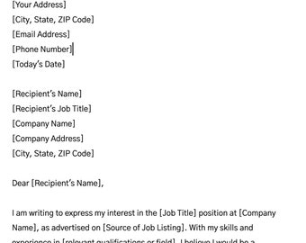 Prosty szablon listu motywacyjnego, Google Docs/Microsoft Word, Profesjonalny list motywacyjny, Minimalistyczny list motywacyjny, CV, Edytowalny plik cyfrowy