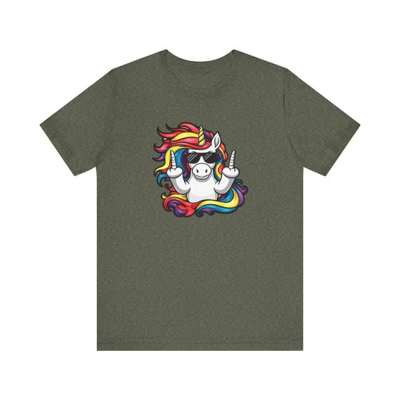 Sassy Unicorn Middle Finger T-shirt - Bold and Funny Rainbow