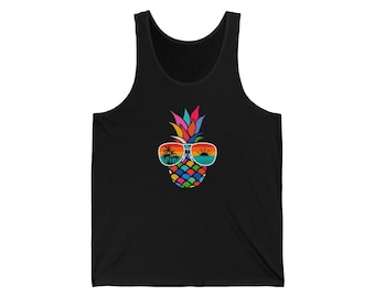 Summer Vibes Pineapple Tank Top - Tropical Beach Design
