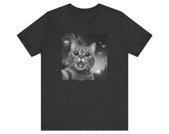 Cat Selfie with UFOs T-Shirt - Funny Alien Encounter Design