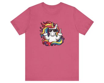 Sassy Unicorn Middle Finger T-shirt - Bold and Funny Rainbow