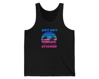Hot Boy Summer Tank Top - Retro Sunset Pride Beachwear