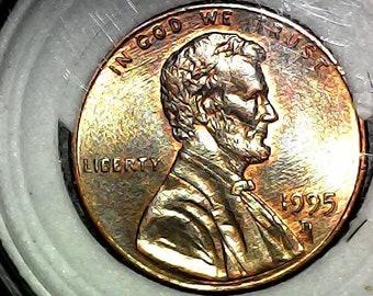 1995 D Double die penny with die chip on the D mint mark