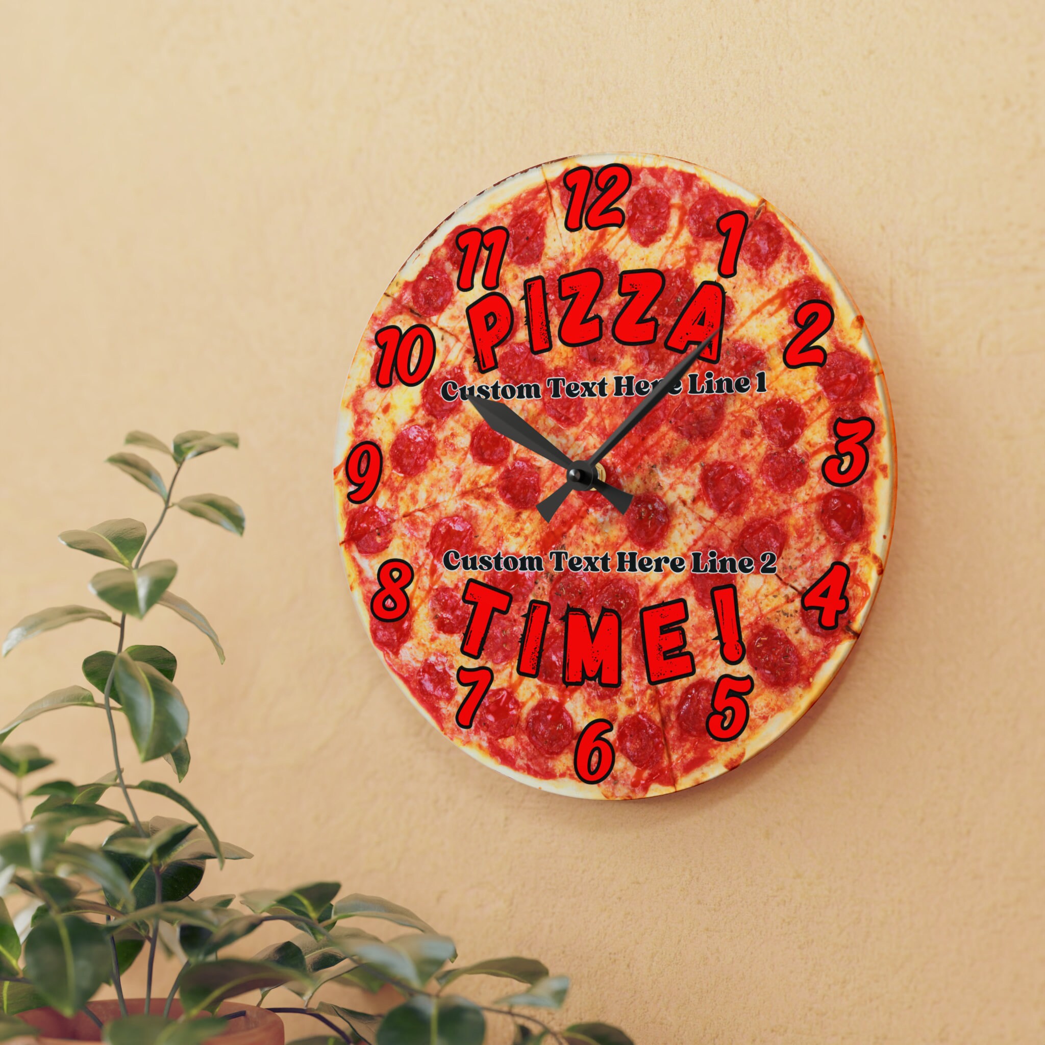 Personalized Pepperoni Pizza Clock, Customized Clock, Custom Pizza Clock, Custom Pizza Art